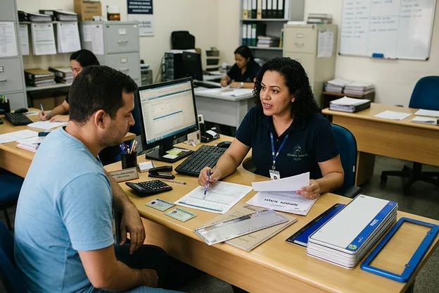 Despachante orientando cliente sobre emplacamento em Barcarena